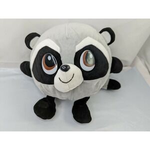 Six Flags Raccoon Round Plush 8 Inch Gray Black Stuffed Animal Toy